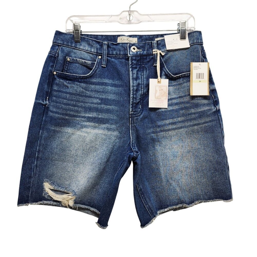 Jessica Simpson Brentwood Relaxed Denim Shorts Size 30 Distressed Blue Womens